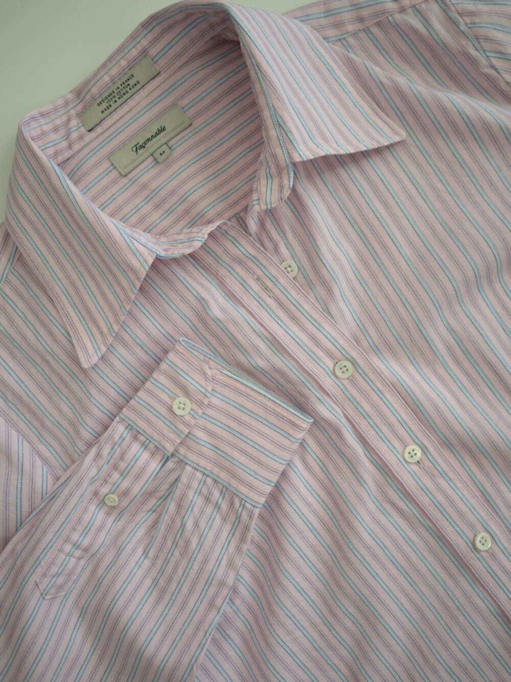 Faconnable Pink Stripe Button Down Shirt | M